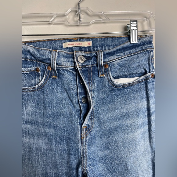 Levis Wedgie Straight Premium Blue Jeans Size 26 - Picture 10 of 16
